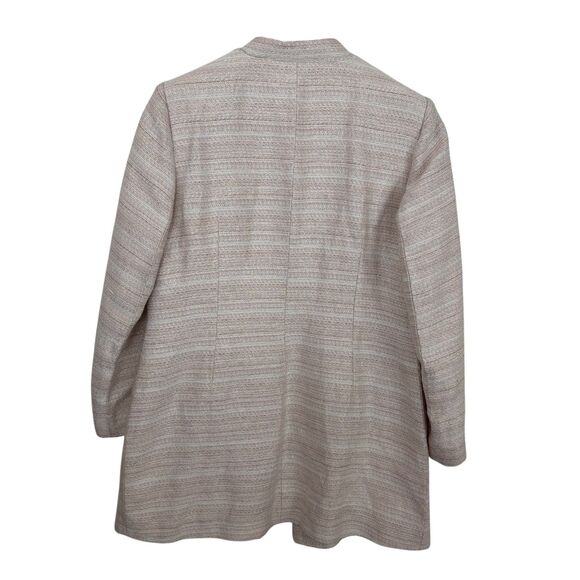 Poeta Pink White Striped Tweed Business Career Blazer Jacket Women’s Large - Picture 2 of 7